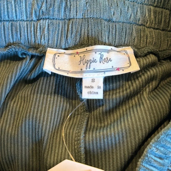 Hippie Rose skinny teal ribbed super soft, stretchy elastic waist boucle joggers - Picture 6 of 6